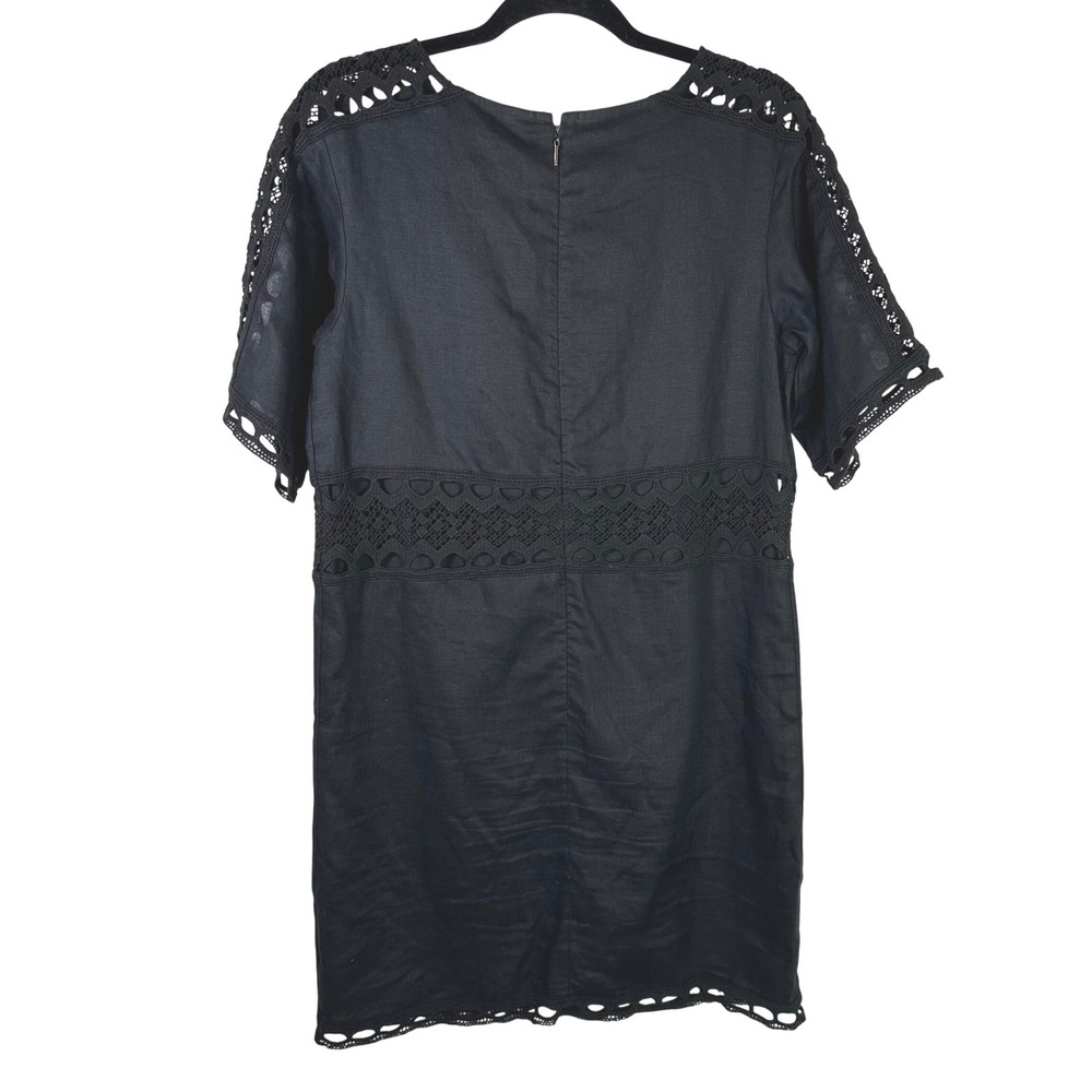 Ann Taylor Black Crochet Lace Trim Short Sleeve Dress Size XS Office Cocktail - Picture 3 of 7